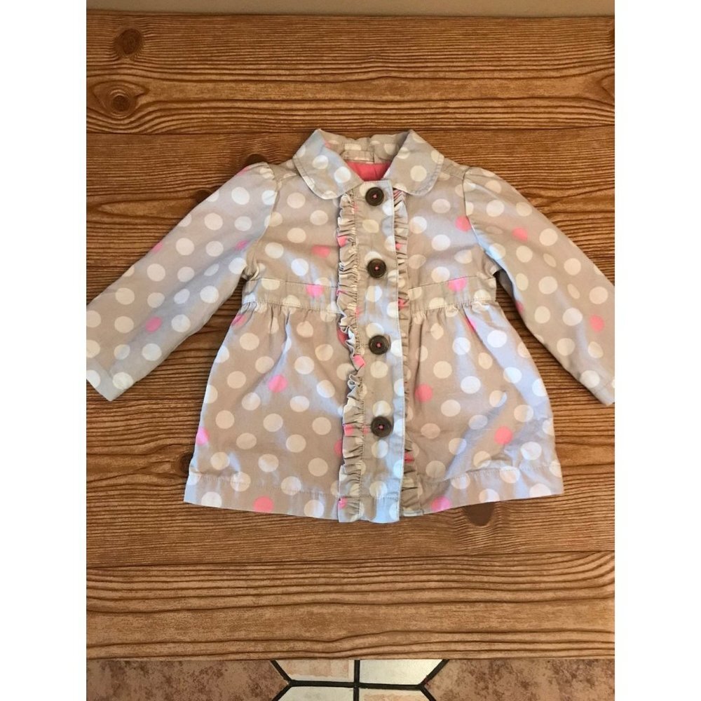 oshkosh toddlers button up coat with pink lining